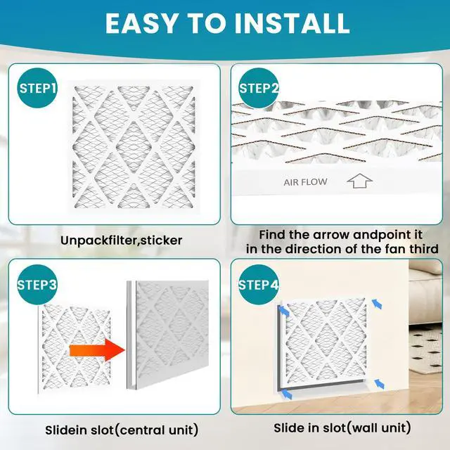Alt view image 6 of 7 - (6 Pack) 16x25x1 Furnace Air Filters, MPR 1900 & FPR 10, MERV 13 Pleated Air Filter (Actual Size: 15.75"x24.75"x0.75")