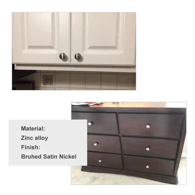 Alt view image 6 of 7 - 30 Pack Brushed Nickel Round Solid Zinc Alloy Cabinet Knobs | Rust Resistant, Smooth Surface, Versatile for Kitchen, Bathroom, or Furniture, Easy Installation with Screws Included