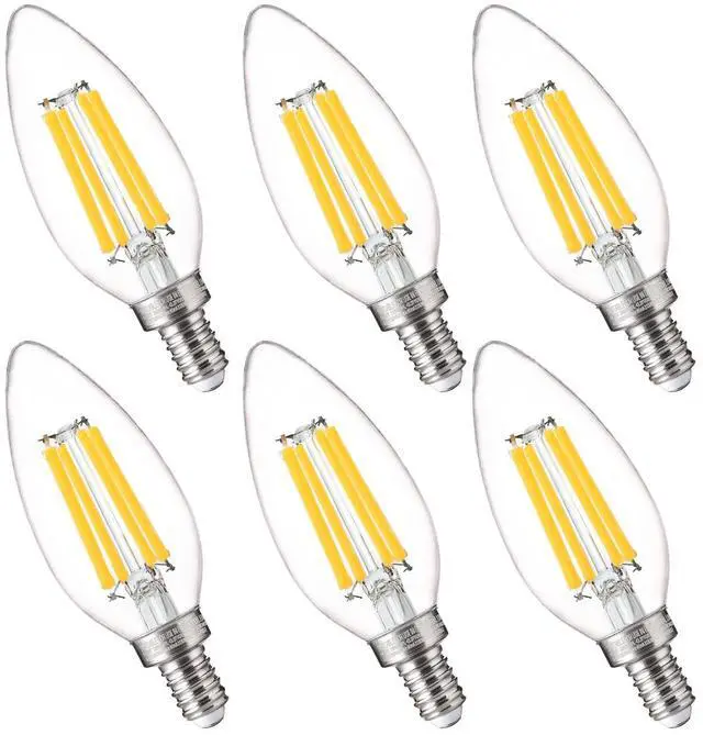 Main image of 100W Equivalent Candelabra LED Bulbs 5000K Daylight, Dimmable LED Chandelier Light Bulbs for Dining Room, Living Room, Porch, 800LM, E12 Base, 6 Pack UL,CA65 Listed