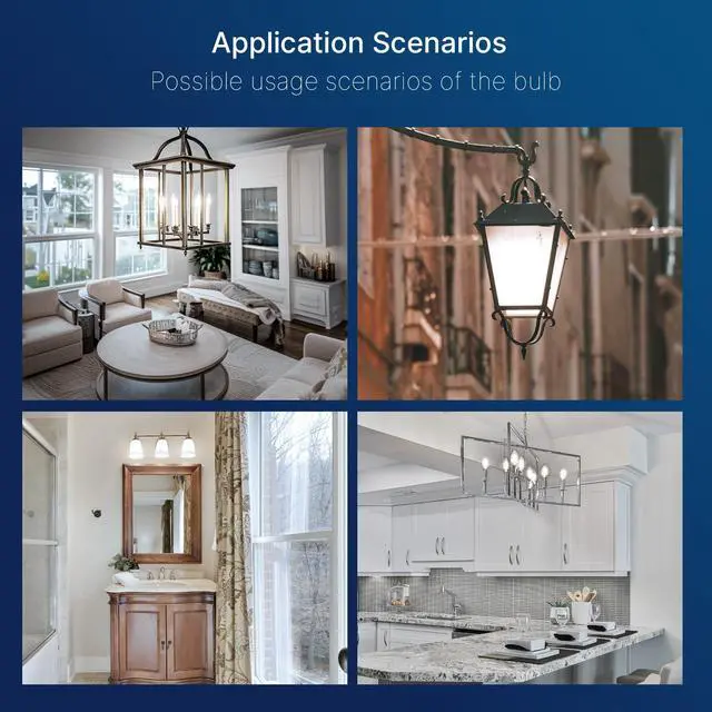 Alt view image 7 of 7 - 100W Equivalent Candelabra LED Bulbs 5000K Daylight, Dimmable LED Chandelier Light Bulbs for Dining Room, Living Room, Porch, 800LM, E12 Base, 6 Pack UL,CA65 Listed