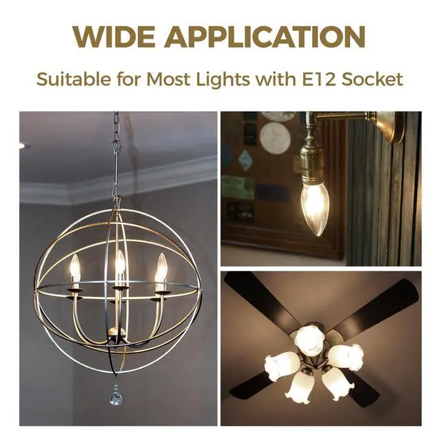 Alt view image 7 of 7 - E12 Candelabra LED Bulb 40W Eq, Dimmable 3000K, 12 Pack E12 LED Bulb Dimmable, 3000K 40W Eq Candelabra Light Bulbs, 12Pack
