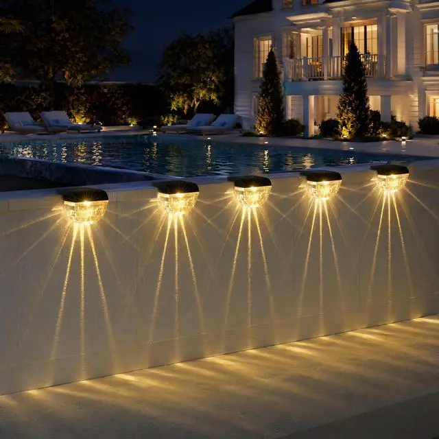 Alt view image 2 of 7 - 12 Pack Solar Deck Lights Outdoor, Solar Step Lights Waterproof for Outside, Yard, Patio, Garden, Pool, Railing, Stairs, Fence (Warm White)