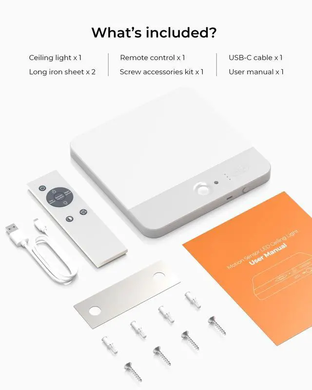 Alt view image 6 of 7 - Motion Sensor Ceiling Light Fixture, Cordless Closet Light Battery Operated, Rechargeable Magnetic Mount LED Shower Light for Bathroom,Stairs,Garage,Hallway,3 Color Temperatures,Remote Control