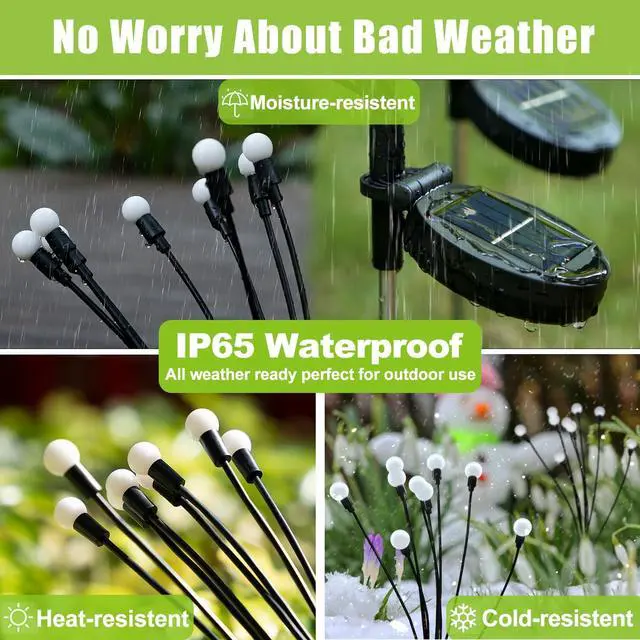 Alt view image 3 of 6 - Solar Garden Lights Outdoor - 6 Pack 48 LED Firefly Lights Waterproof, Garden Decorations for Yard Patio Pathway Lawn Outside, Unique Gifts for Grandma Women, Solar Decor Warm White
