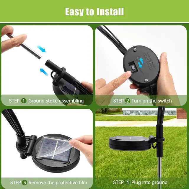 Alt view image 5 of 6 - Solar Garden Lights Outdoor - 6 Pack 48 LED Firefly Lights Waterproof, Garden Decorations for Yard Patio Pathway Lawn Outside, Unique Gifts for Grandma Women, Solar Decor Warm White
