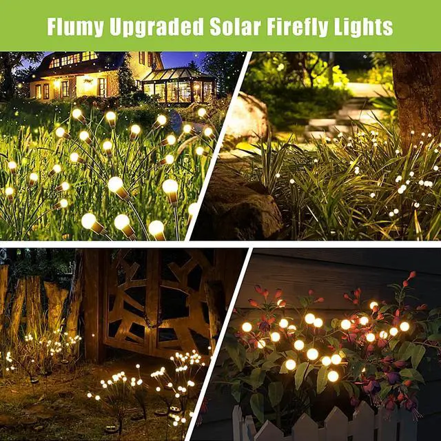 Alt view image 6 of 6 - Solar Garden Lights Outdoor - 6 Pack 48 LED Firefly Lights Waterproof, Garden Decorations for Yard Patio Pathway Lawn Outside, Unique Gifts for Grandma Women, Solar Decor Warm White