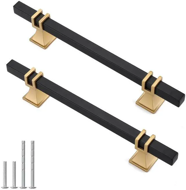 Main image of 10 Pack 5 Inch Black and Gold Cabinet Pulls Black and Gold Cabinet Handles Kitchen Cabinet Handles Dresser Drawer Pulls Kitchen Cabinet Hardware