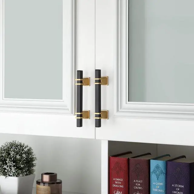 Alt view image 5 of 7 - 10 Pack 5 Inch Black and Gold Cabinet Pulls Black and Gold Cabinet Handles Kitchen Cabinet Handles Dresser Drawer Pulls Kitchen Cabinet Hardware