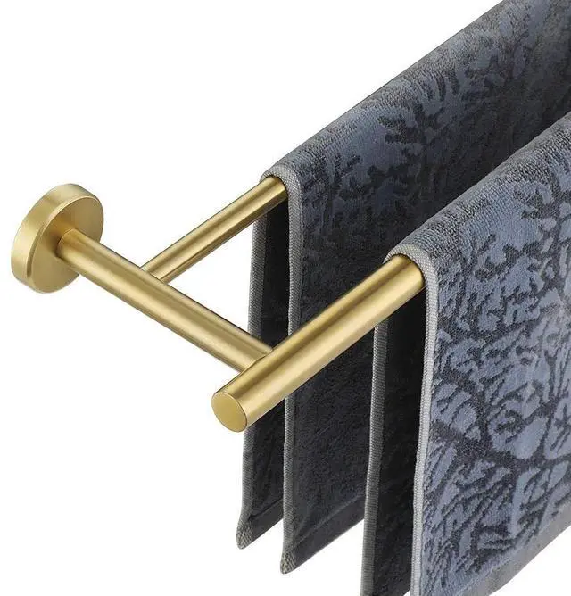 Main image of Double Towel Bar 27 Inch, Brass Gold Useable Length 24 Inch 304 Stainless Steel Thicken 0.8mm Bath Towel Rack for Bathroom, Towel Holder Wall Mount, TB100L24-BG