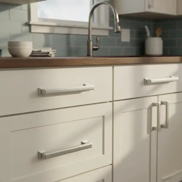 Alt view image 3 of 7 - Brushed Satin Nickel Cabinet Pulls and Handles 10 Pack, AL3071SN | 5 Inch Hole Center, Solid Metal Build, Rectangle Decorative Hardware Handles, for Cabinets and Drawers