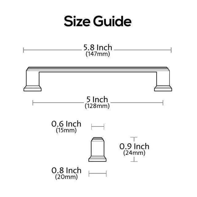 Alt view image 6 of 7 - Brushed Satin Nickel Cabinet Pulls and Handles 10 Pack, AL3071SN | 5 Inch Hole Center, Solid Metal Build, Rectangle Decorative Hardware Handles, for Cabinets and Drawers