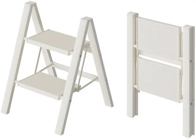 Main image of Aluminum Step Stool Foldable,2 Step Ladder (White) | Lightweight Portable step ladder with Anti-Slip Wide Pedal,330lbs Capacity Ladder for Household,Office,Kitchen