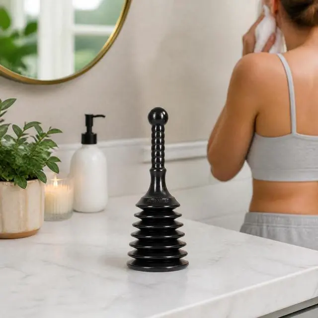 Alt view image 5 of 6 - MPS4 Sink & Drain Plunger for Kitchen Sinks, Bathroom Sinks, Showers, and Bathtubs. Small and Strong Design with Large Bellows Commercial & Residential Use, Black