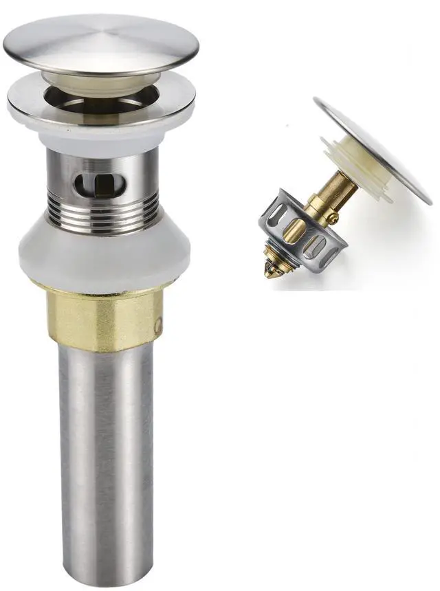 Main image of Bathroom Sink Drain,Drain Stopper Bathroom Sink with Overflow,Pop Up Drain Assembly with Detachable Strainer Basket,Built-in Anti-Clogging Strainer,Stainless Steel Brushed Nickel