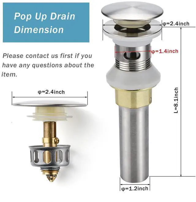 Alt view image 2 of 7 - Bathroom Sink Drain,Drain Stopper Bathroom Sink with Overflow,Pop Up Drain Assembly with Detachable Strainer Basket,Built-in Anti-Clogging Strainer,Stainless Steel Brushed Nickel