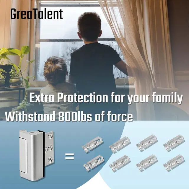 Alt view image 2 of 7 - Home Security Door Reinforcement Lock, Childproof Safety Latch | 3Pack Top Door Lock Stopper for Toddlers Safety, Prevents Home Unauthorized Entry, Aluminum Construction, Withstands 800lbs