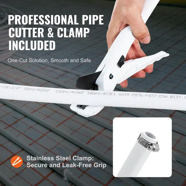 Alt view image 5 of 7 - PEX Pipe 3/4 Inch, 100 Feet Non-Oxygen Barrier PEX-B Flexible Pipe Tubing for Potable Water, for Hot/Cold Water & Easily Restore, Plumbing Applications with Free Cutter & Clamps,White