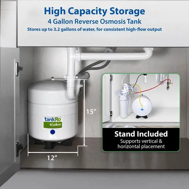 Alt view image 2 of 5 - TankRo RO132-TNK Reverse Osmosis Water Storage Tank, 4 Gallon, White | Easy Under-Sink Installation, Compatible with Most RO Filtration Systems, Durable Steel Construction for Long-Lasting Use