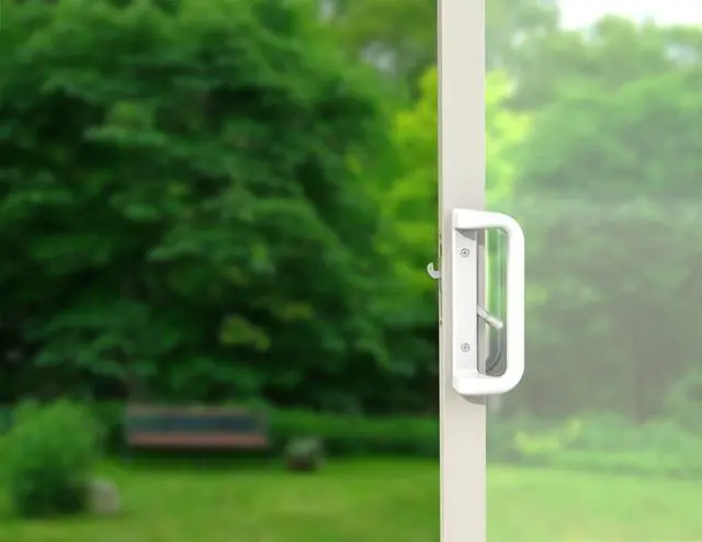 Alt view image 7 of 7 - Sliding Patio Door Handle Set, Mortise Lock, 3-15/16", White | Fits 1-1/4" to 2" thick sliding glass doors; reversible design. Key cylinder not included