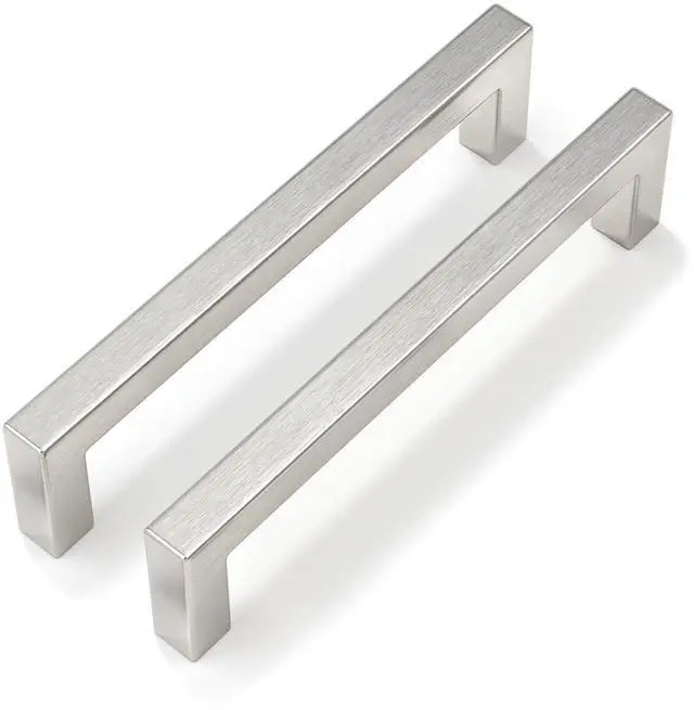 Main image of Brushed Nickel Cabinet Pulls 30 Pack 5 Inch, Square Drawer Handles, Stainless Steel, Screws Included, Silver Kitchen Hardware for Cupboard Closet Furniture Upgrade