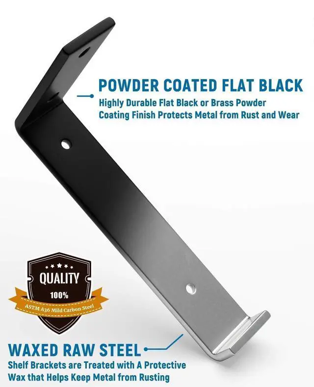Alt view image 5 of 7 - Shelf Brackets 12 inch, 1/5 inch Thick 6-Pack Floating Shelf Bracket | 11.25" x 6" x 1.5", Heavy Duty Shelf Support for DIY Wall Shelf, Black Industrial Bracket for Kitchen, Garage, Living Room