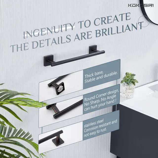 Alt view image 4 of 7 - Bathroom Towel Bar Bath Towel Holders for Toilet Kitchen Cabinet Wall Mount 24 Inch Oil Rubbed Bronze Stainless Steel B4005ORB-L24