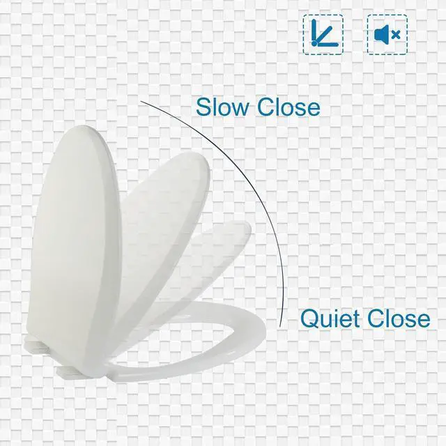 Alt view image 2 of 6 - Elongated Toilet Seat Slow Close, Quiet Toilet Seat Cover with Never Loosen Durable Toilet Seat Lid Easy to Install & Clean, Polypropylene (PP), White
