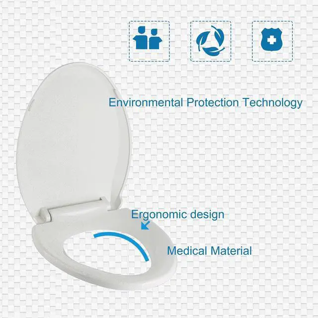 Alt view image 3 of 6 - Elongated Toilet Seat Slow Close, Quiet Toilet Seat Cover with Never Loosen Durable Toilet Seat Lid Easy to Install & Clean, Polypropylene (PP), White