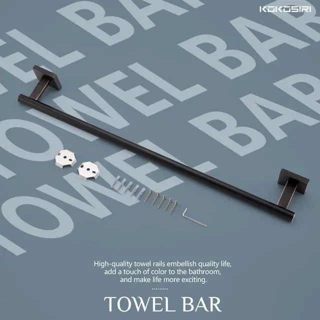 Alt view image 6 of 7 - Bathroom Towel Bar Bath Towel Holders for Toilet Kitchen Cabinet Wall Mount 24 Inch Oil Rubbed Bronze Stainless Steel B4005ORB-L24