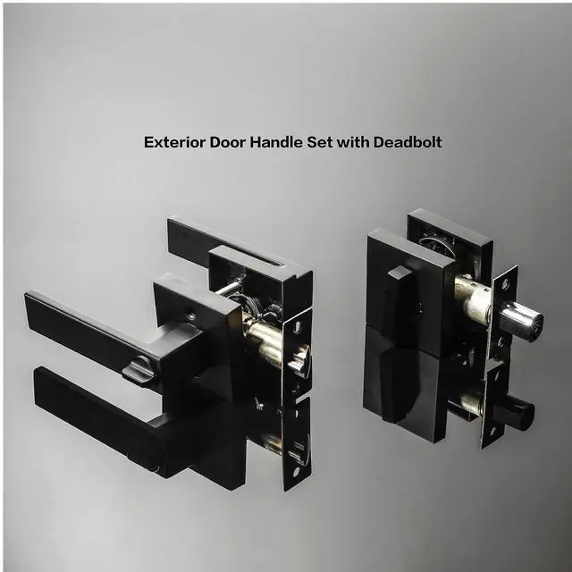 Alt view image 6 of 6 - Front Door Lock Set with Deadbolt, Door Handle with Lock Keyed Alike, Heavy Duty Exterior Door Knob and Deadbolt Combo, Matte Black Door Lock for Front Door, Entry Door, 1 Pack