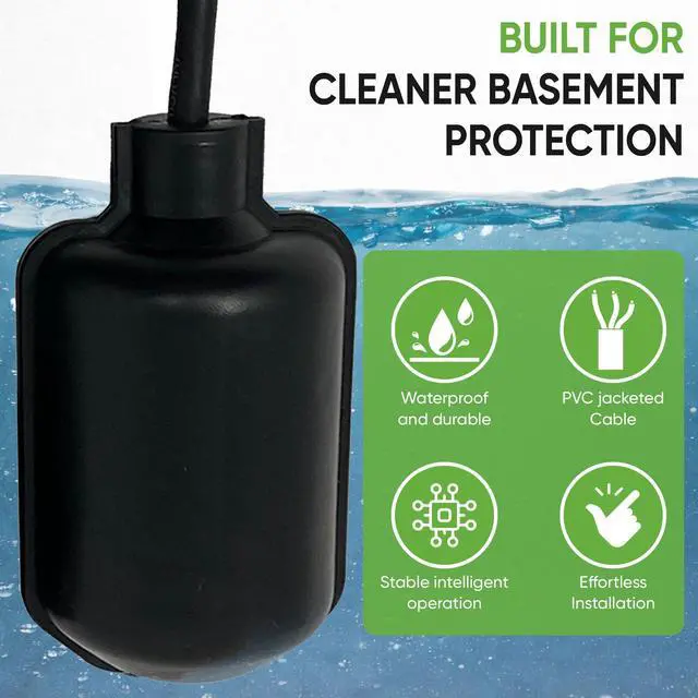 Alt view image 2 of 4 - Sump Pump Tethered Universal Float Switch Replacement with Piggyback Plug for Sewage, Reliable Water Level Performance - 10 foot cord