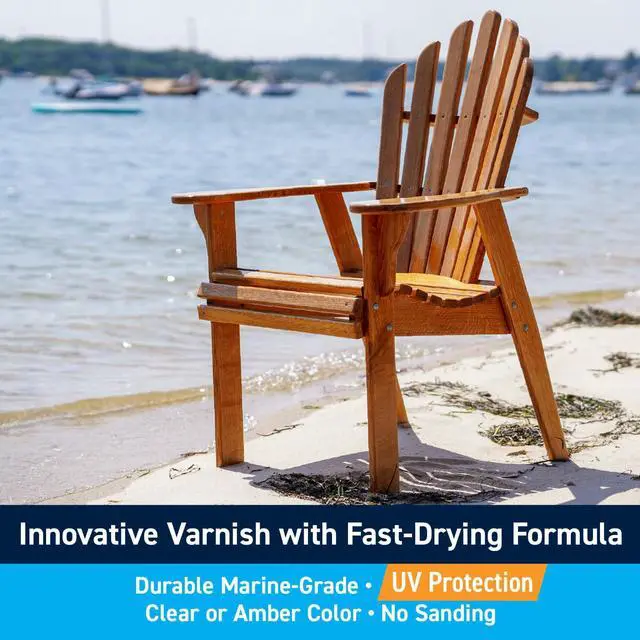 Alt view image 2 of 7 - Halcyon Water-Based Marine Varnish for Wood - Clear Satin Quart | Marine-Grade Polyurethane Wood Finish; Easy to Apply; 1-Hour Recoat; Ideal for Boats, Outdoor Furniture, and Woodworking