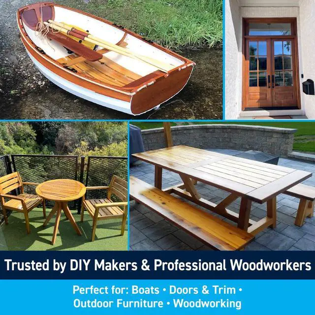 Alt view image 3 of 7 - Halcyon Water-Based Marine Varnish for Wood - Clear Satin Quart | Marine-Grade Polyurethane Wood Finish; Easy to Apply; 1-Hour Recoat; Ideal for Boats, Outdoor Furniture, and Woodworking