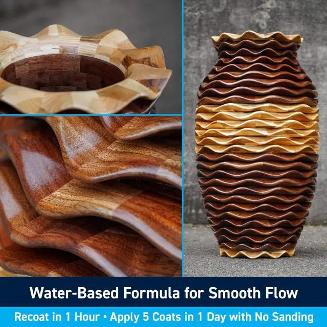 Alt view image 4 of 7 - Halcyon Water-Based Marine Varnish for Wood - Clear Satin Quart | Marine-Grade Polyurethane Wood Finish; Easy to Apply; 1-Hour Recoat; Ideal for Boats, Outdoor Furniture, and Woodworking