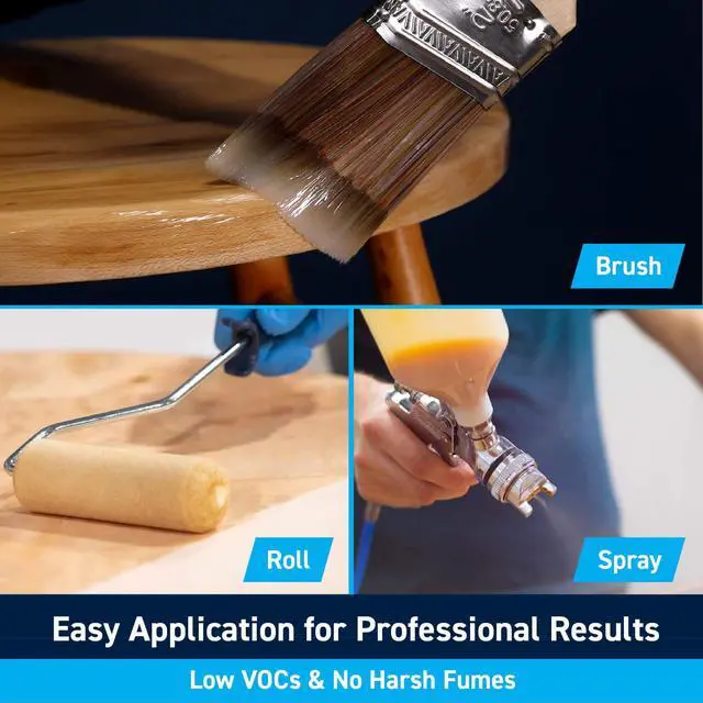 Alt view image 6 of 7 - Halcyon Water-Based Marine Varnish for Wood - Clear Satin Quart | Marine-Grade Polyurethane Wood Finish; Easy to Apply; 1-Hour Recoat; Ideal for Boats, Outdoor Furniture, and Woodworking