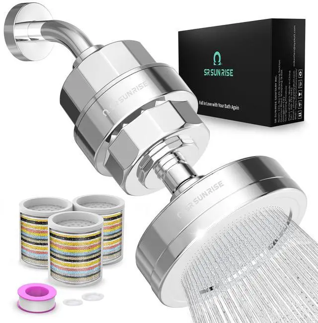 Main image of Filtered Shower Head with 3 Replaceable Filter Cartridges, 20+3 Stage Shower Filter Head for Hard Water, High Pressure Shower Head with Filters Removes Chlorine, Harmful Substances