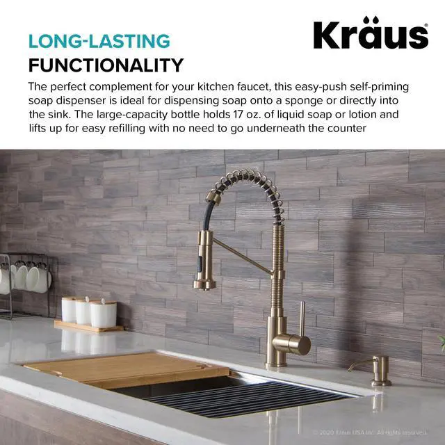 Alt view image 2 of 7 - Boden Kitchen Soap and Lotion Dispenser in Spot Free Antique Champagne Bronze, KSD-53SFACB