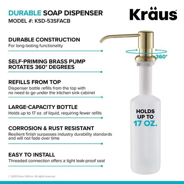 Alt view image 3 of 7 - Boden Kitchen Soap and Lotion Dispenser in Spot Free Antique Champagne Bronze, KSD-53SFACB