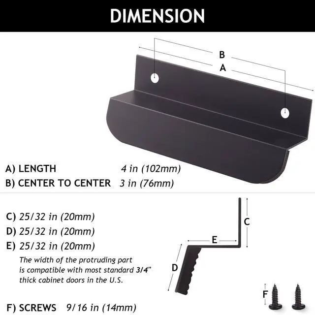 Alt view image 5 of 7 - 1-Pack Under Cabinet Foot Pull with Adhesive and Screws, Hands Free Toe Foot Pull Opener for Kitchen Trash Cabinet Drawer, 4 Inch (Matte Black)