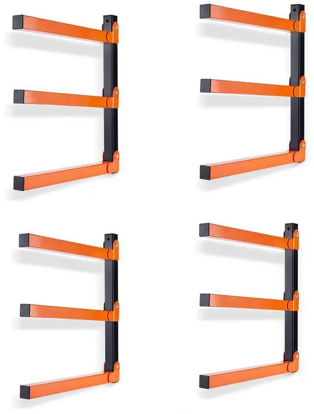 Main image of Wall Mount Wood Organizer and Lumber Storage Metal Rack with 3-Level - Indoor & Outdoor Use, 4 Pack