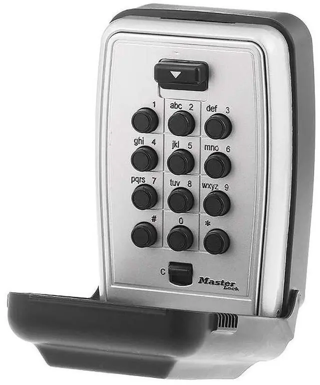 Main image of Wall Mount Key Lock Box with Push Button for House Keys, Outdoor Safe with Combination Lock, 5 Key Capacity, 5423EC, Black