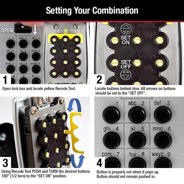 Alt view image 5 of 6 - Wall Mount Key Lock Box with Push Button for House Keys, Outdoor Safe with Combination Lock, 5 Key Capacity, 5423EC, Black