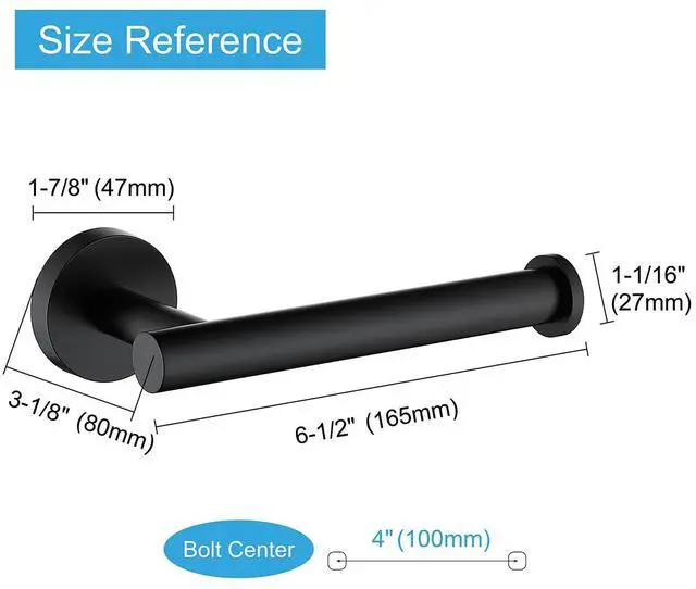 Alt view image 2 of 7 - Toilet Paper Holder SUS304 Stainless Steel Round Size Matte Black 2 Pack