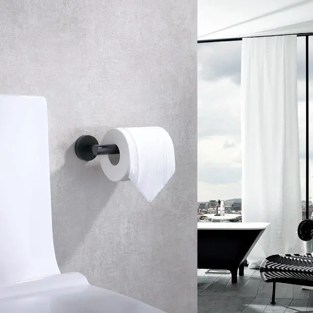 Alt view image 5 of 7 - Toilet Paper Holder SUS304 Stainless Steel Round Size Matte Black 2 Pack