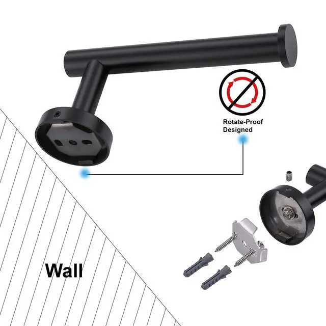 Alt view image 6 of 7 - Toilet Paper Holder SUS304 Stainless Steel Round Size Matte Black 2 Pack