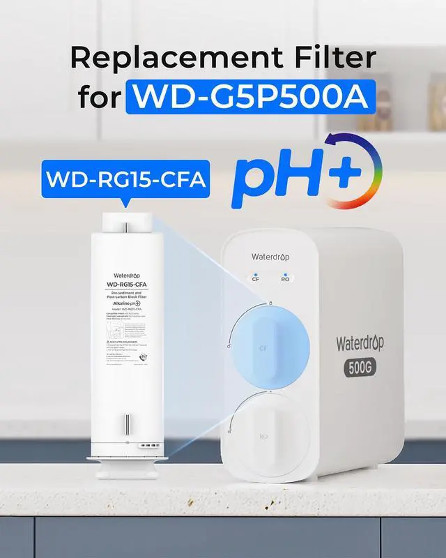 Alt view image 2 of 7 - G5P500A-CF Filter, Replacement for G5P500A RO System | Alkaline Mineral Filter, 6-Month, Easy Filter Replacement, Long lifespan, Under-Sink RO Filter