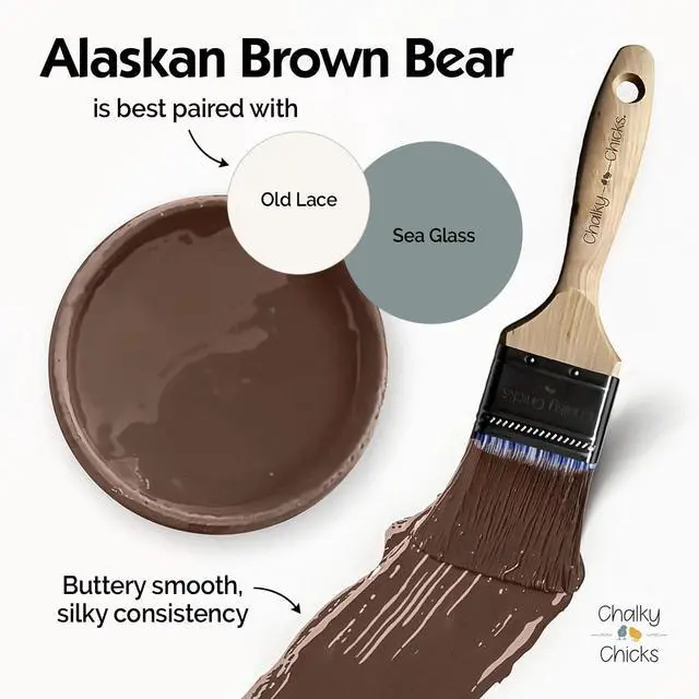 Alt view image 6 of 7 - Alaskan Brown Bear 4 Fl Oz Chalk Paint for Furniture | Matte Brown, All in One, No Sanding, Wood Metal Glass Crafts Dresser, Low Odor Formula, Dries Within 30 Minutes, DIY Projects