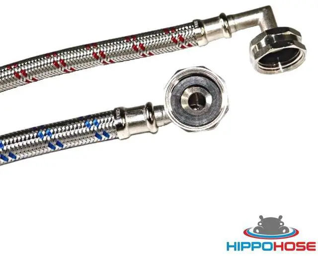 Alt view image 7 of 7 - Washing Machine Hoses (4 FT) - Double 90° Elbow to Fit Tight Spaces - OCTAGON Connections for Easy & Secure Tightening - Burst Proof Water Supply Line (2 Pack) - Universal Fit to All Wash Machines