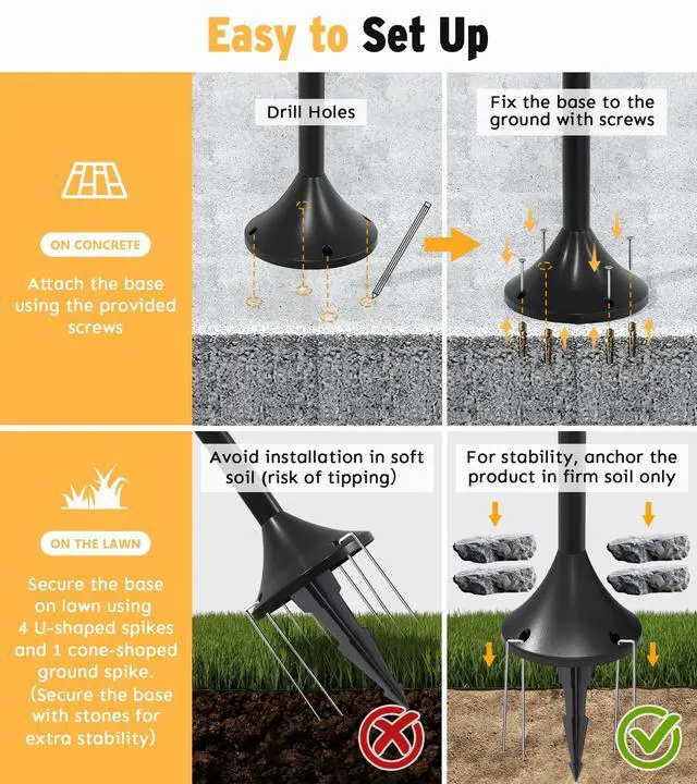 Alt view image 7 of 7 - 63" Solar Lamp Post Light 2 Pack, Solar Post Lights Outdoor | Garden Decor, 1 Extra Bulbs, Warm 3000K Glow, IP44 Water-Resistant, Solar Light Posts for Outside, Patio, Backyard and Porch