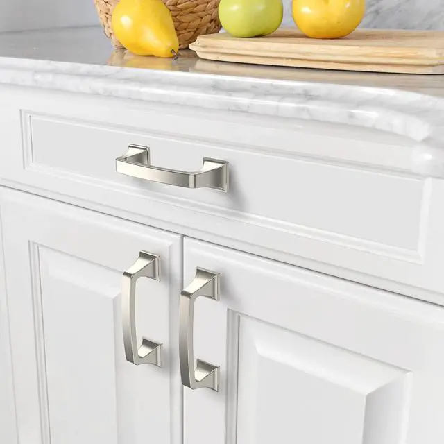 Alt view image 4 of 6 - 10 Pack Brushed Satin Nickel 3 Inch(76mm) Hole Centers Kitchen Cabinet Pulls Hardware Kitchen Handles for Cabinets Cupboard Handles Drawer Pulls
